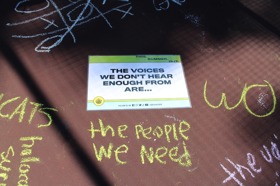 Group of people celebrating on stage