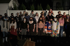 Group of people celebrating on stage