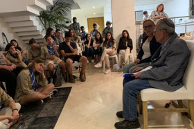 Group of people celebrating on stage