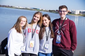 Group of people celebrating on stage