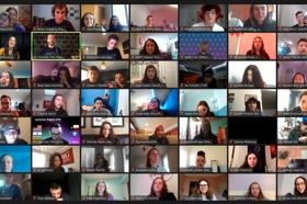 Group of people celebrating on stage