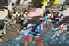 Group of people celebrating on stage