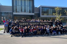 Group of people celebrating on stage