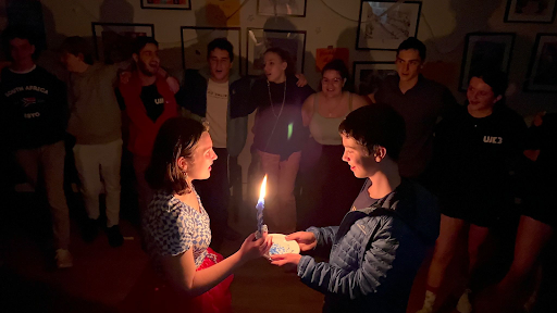 Group of people celebrating on stage