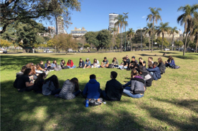Group of people celebrating on stage
