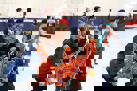 Group of people celebrating on stage